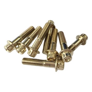 Chromoly Steel Gold M7x32 12-Point Flange Bolt